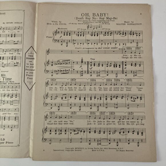 1920s Vintage Sheet Music Gallagher & Shean, Ziegfeld Follies, My Best Girl - Picture 16 of 16